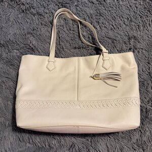 Cole Haan Lacey Light Cream/Off-White Leather Tote Bag